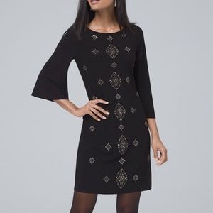 WHBM Embellished Black Knit Shift Dress